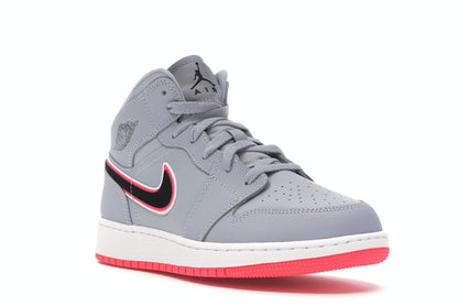 Jordan 1 Mid Wolf Grey Racer Pink Black (GS)