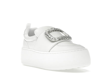 Roger Vivier Viv' Up White Crystal Buckle (Women's)