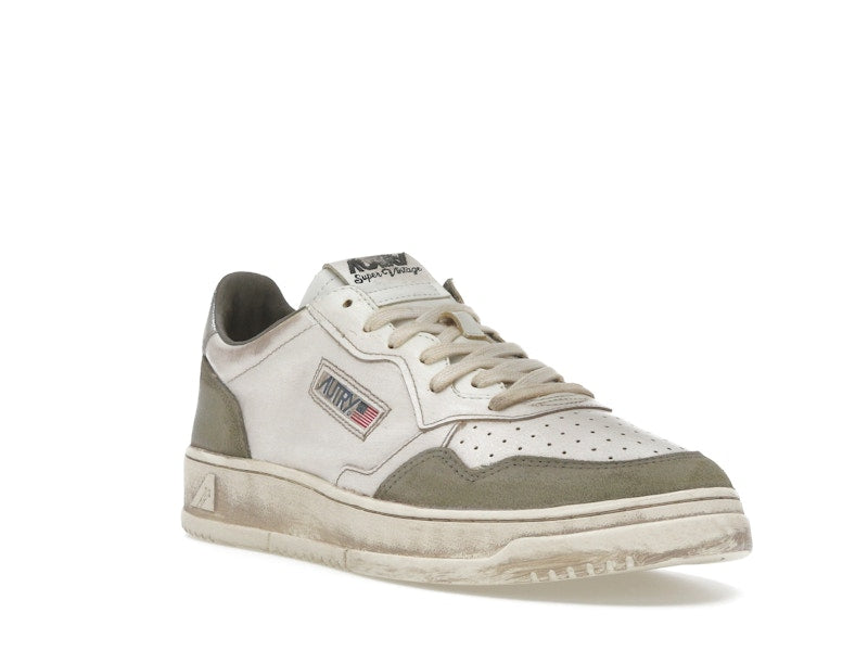 Autry Medalist Low Super Vintage White Silver Lizard