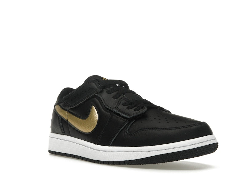 Jordan 1 Low FlyEase Black White Metallic Gold