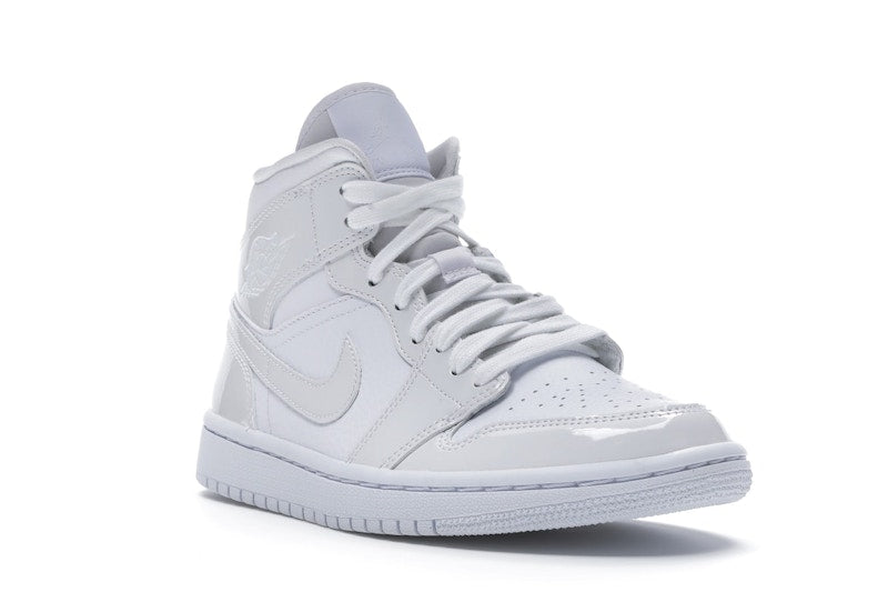 Jordan 1 Mid Triple White Patent Swoosh (Women's)