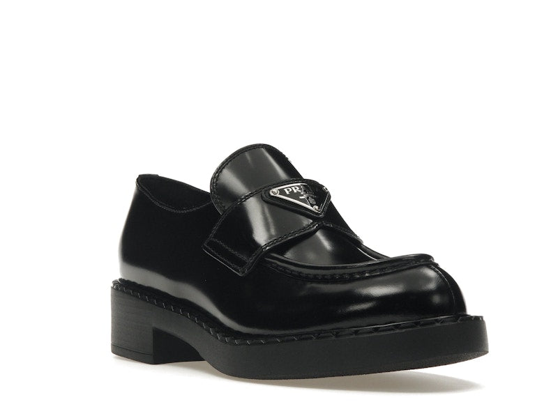 Prada Chocolate 50mm Loafer Black Brushed Leather
