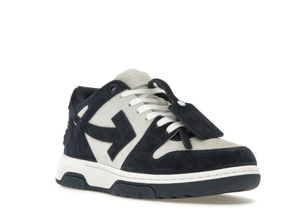 OFF-WHITE Out Of Office OOO Low Tops White Navy Blue Suede