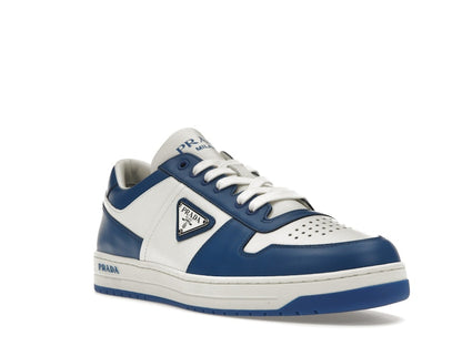 Prada Downtown Low Top Sneakers Leather White Cobalt Blue