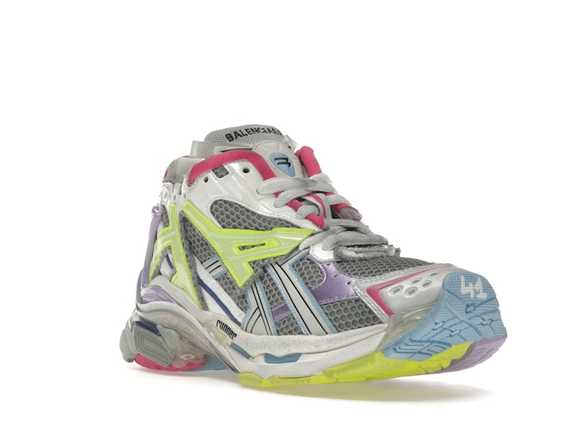 Balenciaga Runner Leather Free Grey Light Purple Neon Yellow White