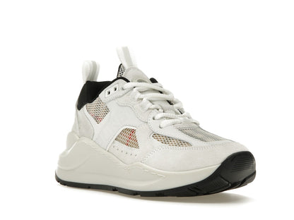 Burberry Logo Print Leather, Suede and Check Mesh Sneakers Archive Beige White (Women's)