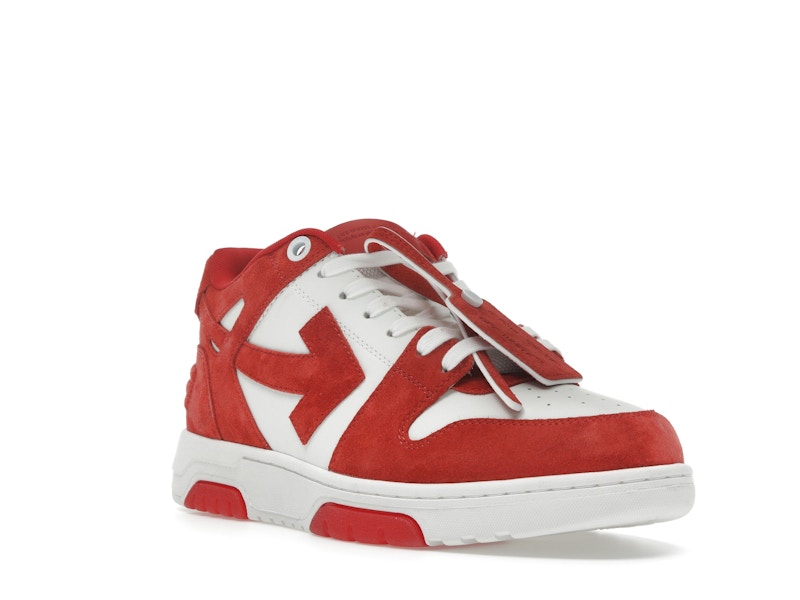 OFF-WHITE Out Of Office "OOO" Low Tops Brick Red White Suede