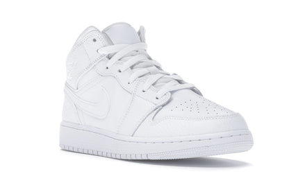 Jordan 1 Mid Triple White Tumbled Leather (GS)