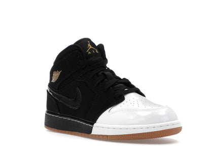 Jordan 1 Mid Black White Gold (GS)