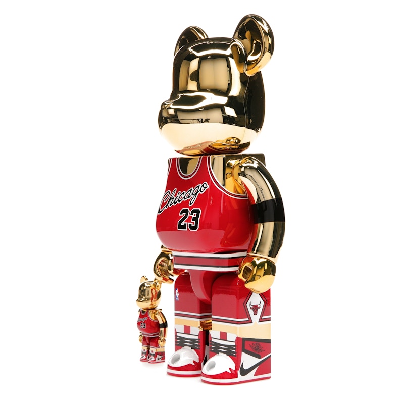 Bearbrick Michael Jordan 1985 Rookie Jersey 100% & 400% Set Gold Chrome