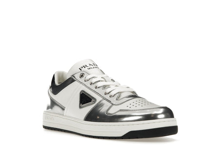 Prada Downtown Low Top Sneakers Leather White Silver