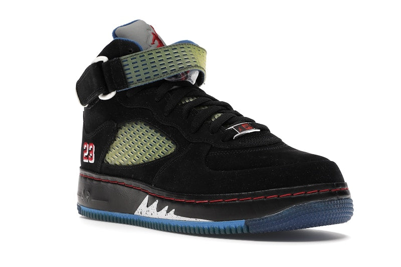 Jordan AJF 5 Black Blue Ribbon Varsity Red