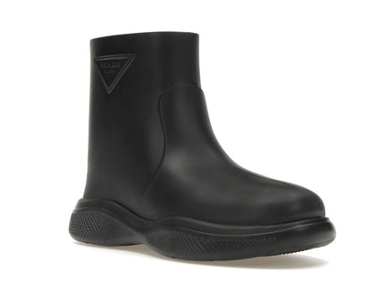 Prada Pull-On Rain Booties Black Rubber