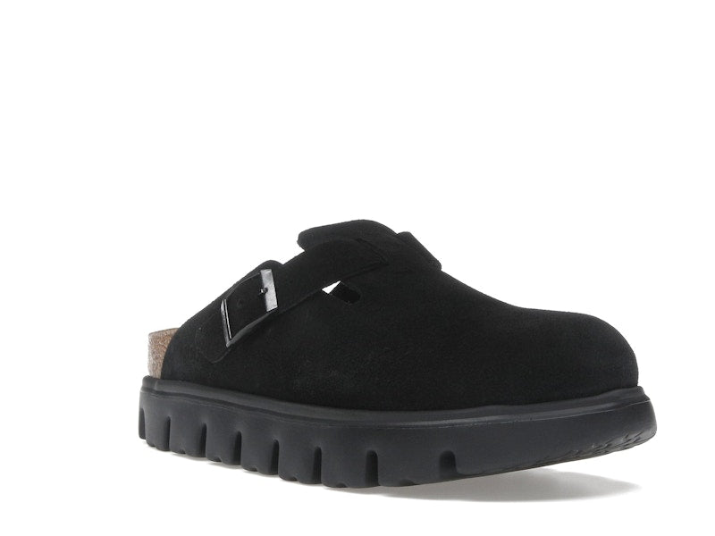 Birkenstock Boston Chunky Suede Black Black Sole (Narrow) (Women's)