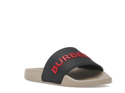 Burberry Embossed Logo Slide Black Red Tan (Women's)