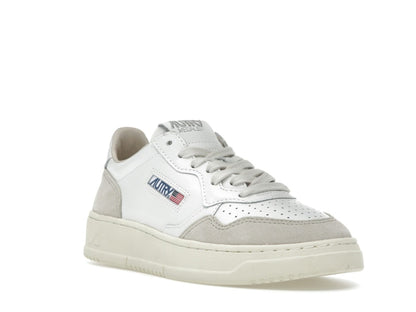 Autry Medalist Leather Low White Beige Suede (Women's)