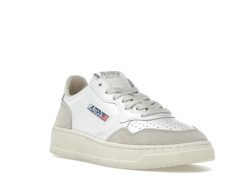 Autry Medalist Leather Low White Beige Suede (Women's)