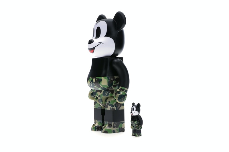 Bearbrick BAPE Mickey Mouse 100% & 400% Set Black/Green Camo