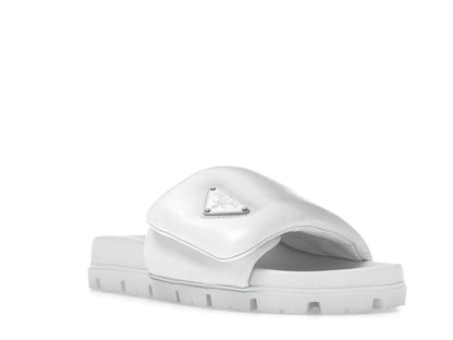Prada Soft Padded 20mm Slide Sandal White Nappa Leather