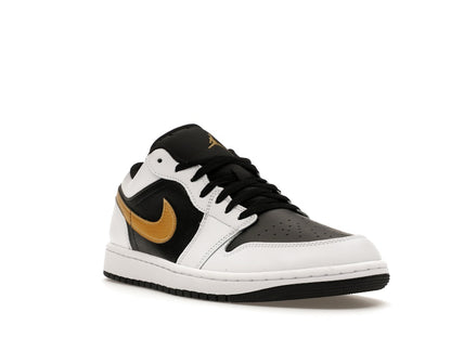 Jordan 1 Low White Black Metallic Gold Swoosh