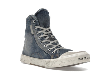 Balenciaga Paris High Top Blue Destroyed Denim