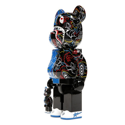 Bearbrick x BAPE Line Camo Shark 100% & 400% Set Blue/Black
