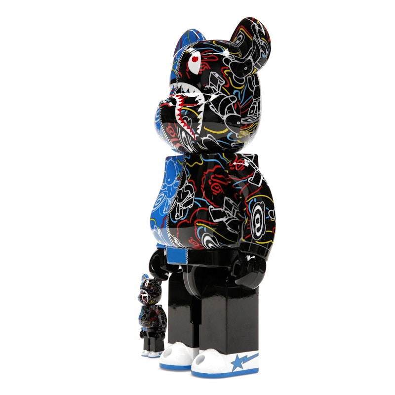 Bearbrick x BAPE Line Camo Shark 100% & 400% Set Blue/Black