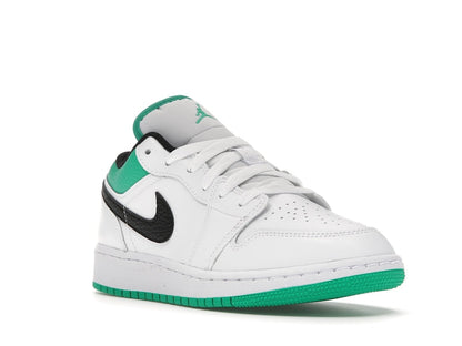 Jordan 1 Low White Lucky Green Tumbled Leather (GS)
