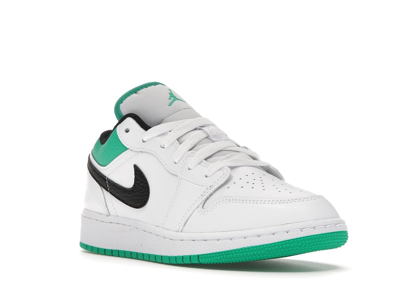 Jordan 1 Low White Lucky Green Tumbled Leather (GS)