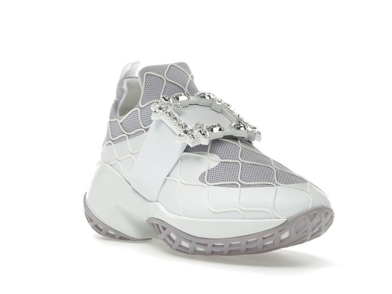 Roger Vivier Viv' Run Fabric White Purple Crystal Buckle (Women's)
