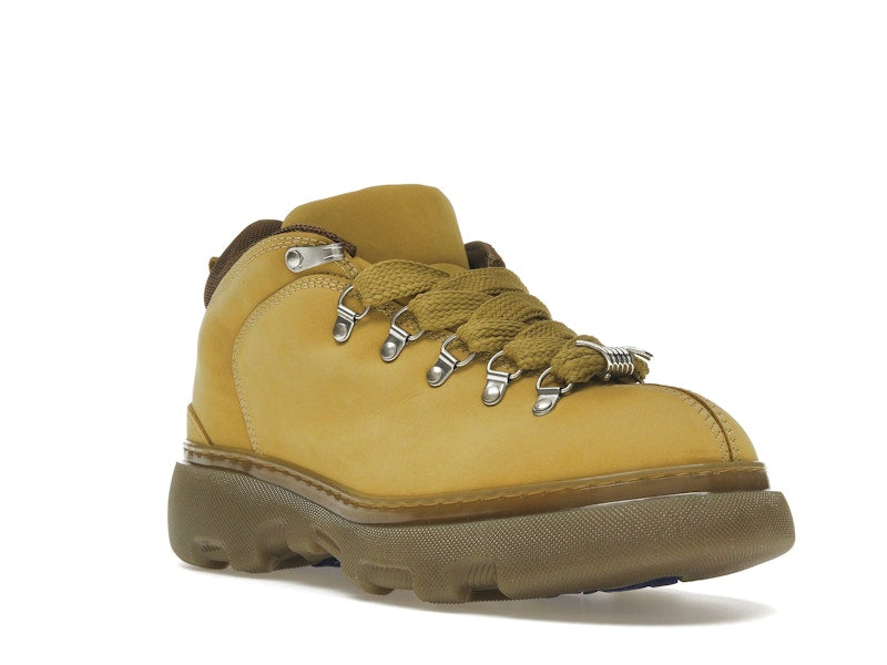 Burberry Lace Up Leather Ankle Boot Mustard Yellow