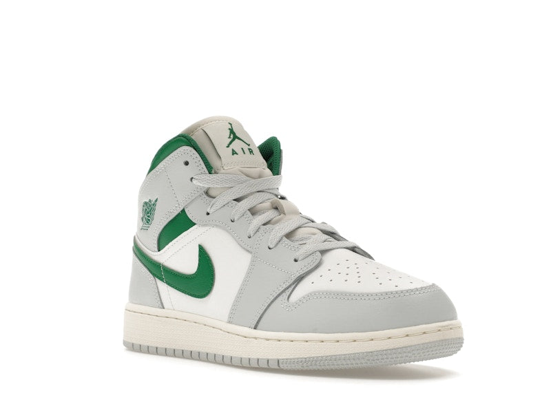 Jordan 1 Mid White Pure Platinum Pine Green (GS)