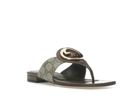 Gucci Blondie Thong Canvas Sandals Ebony (Women's)