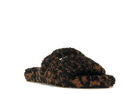 Balenciaga Furry Slide Leopard Brown Black