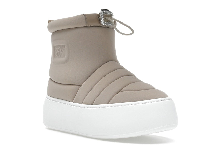 Roger Vivier Viv' Winter Puffy Ankle Boots Beige Crystal Buckle (Women's)
