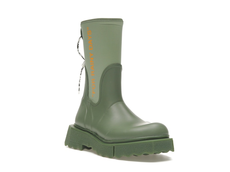 OFF-WHITE Zip-tie Rain Boots Green (Women's)