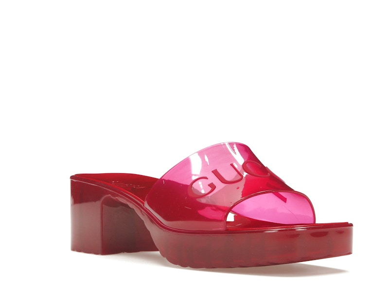 Gucci 60mm Slide Sandal Hibiscus Red Rubber