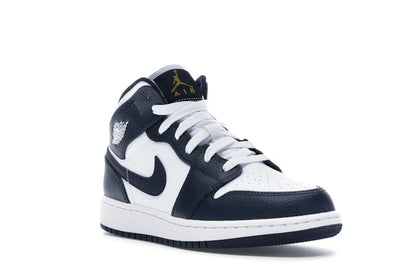 Jordan 1 Mid White Metallic Gold Obsidian (GS)