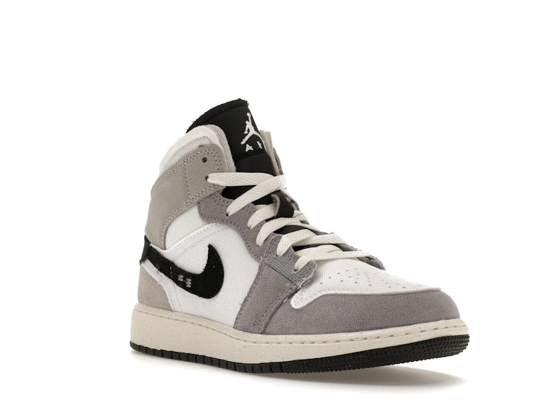 Jordan 1 Mid SE Craft White Cement Grey Black (GS)