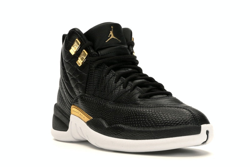 Jordan 12 Retro Black Metallic Gold White (Women's)