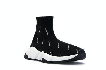 Balenciaga Speed Trainer Logo Print Black White (Women's)