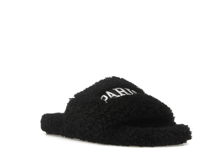 Balenciaga Paris Furry Slide Black