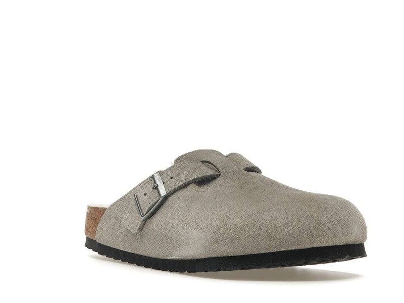 Birkenstock Boston Shearling Suede Stone Coin