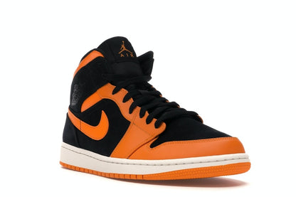 Jordan 1 Mid Black Orange Peel