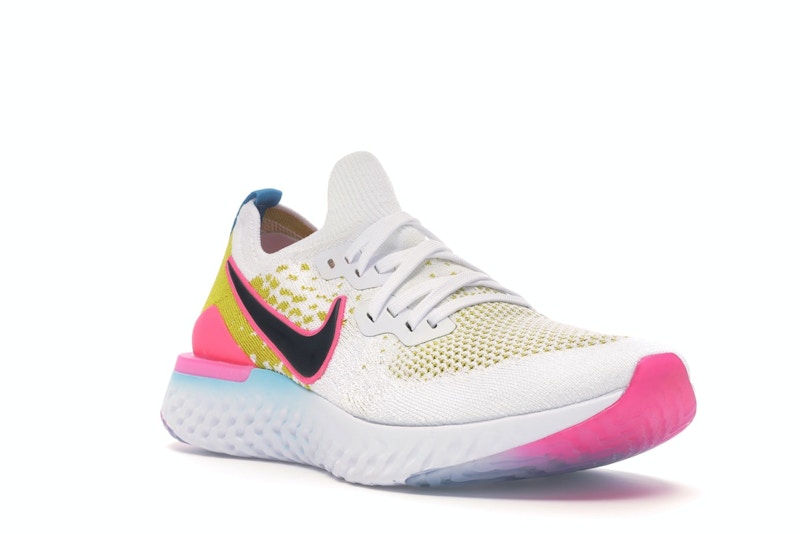 Nike Epic React Flyknit 1 White Pink Blast Citron