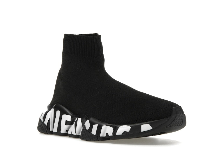 Balenciaga Speed Graffiti Trainers Black White Logo (Women's)