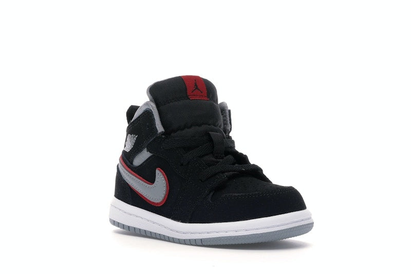Jordan 1 Mid Black Particle Grey Gym Red (TD)