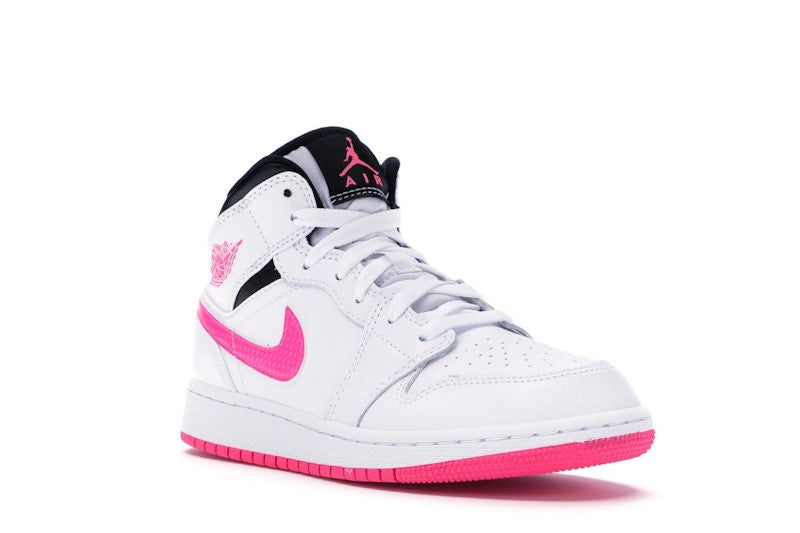 Jordan 1 Mid White Black Hyper Pink (GS)