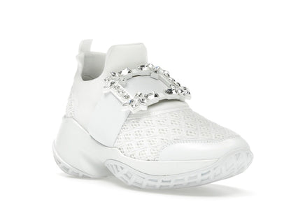 Roger Vivier Viv' Run Fabric White Crystal Buckle (Women's)