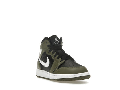 Jordan 1 Mid Black White Olive (GS)